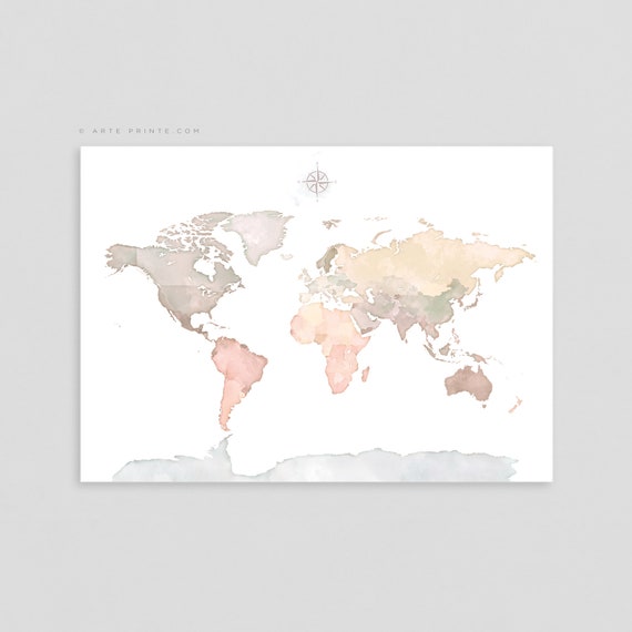 World Map Wall Art Canvas Print Diy Home Decor Printed Shipped Rolled In A Poster