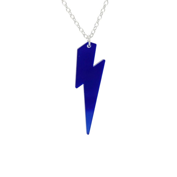 Lightning Bolt Necklaces - in ten shiny mirror colours. Jewellery for Bowie lovers and fierce feminists!