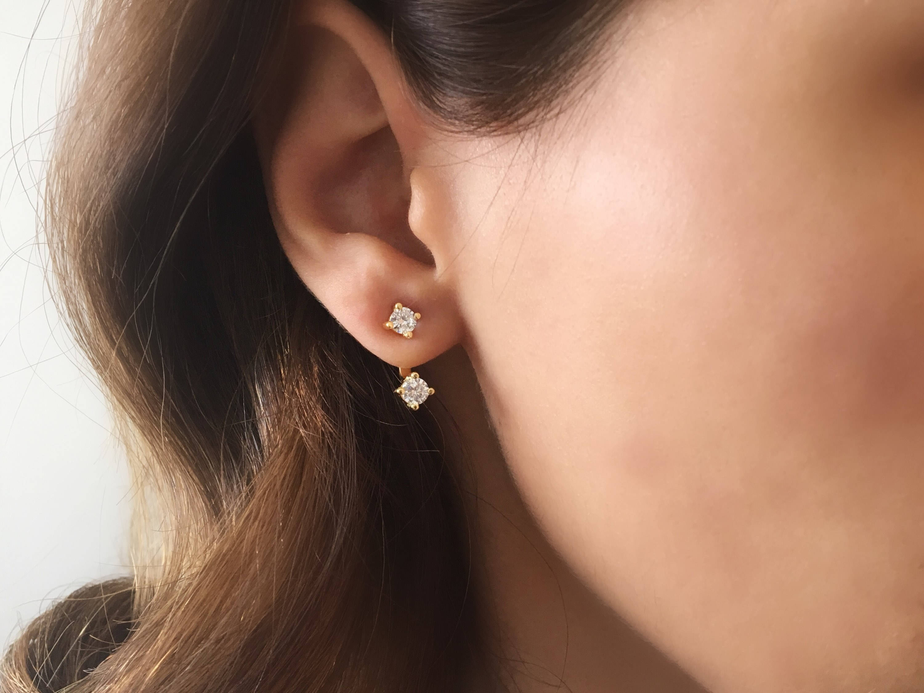 Ear Jacket Studs. Clear CZ EarJackets. Dainty Earrings. Silver Etsy
