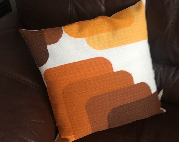 Hand made vintage retro 1960s/70s Browns and oranges pattern cushion cover