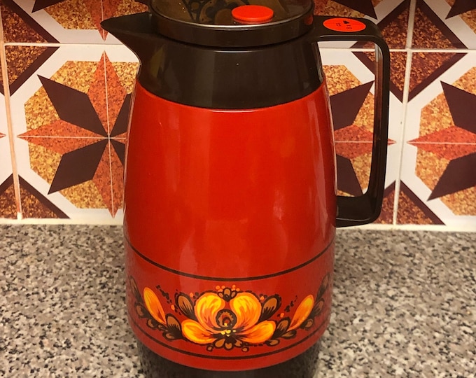 Vacuum flask 1970s Dr Zimmermann orange Busse design 6434 Niederaula made in West Germany Midcentury