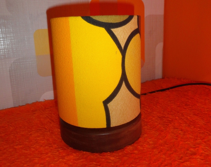 Original Vintage  Orange and brown abstract fabric lampshade