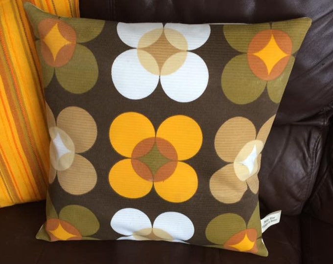 Hand made Orange and browns  1960s flower pattern cushion covers