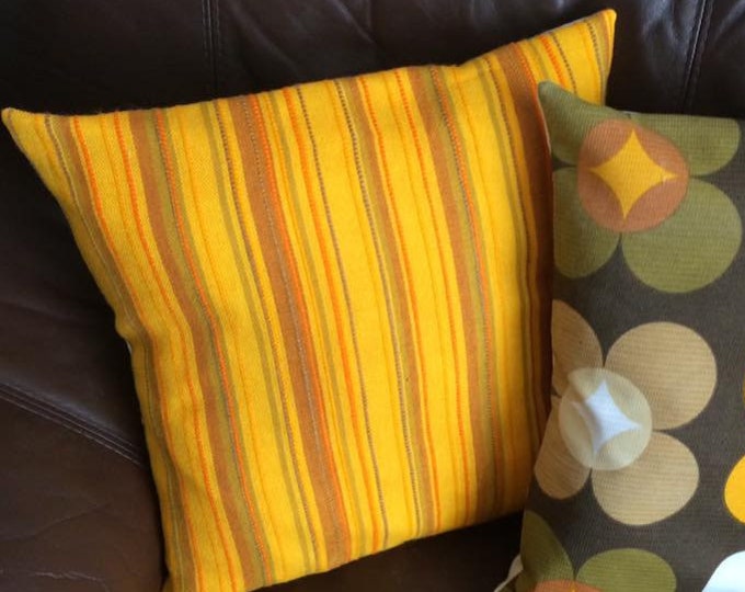 Hand made Orange and Yellow  1970s stripped cushion covers