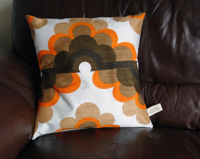 vintage retro 1960s/70s Browns  oranges and cream cushion cover