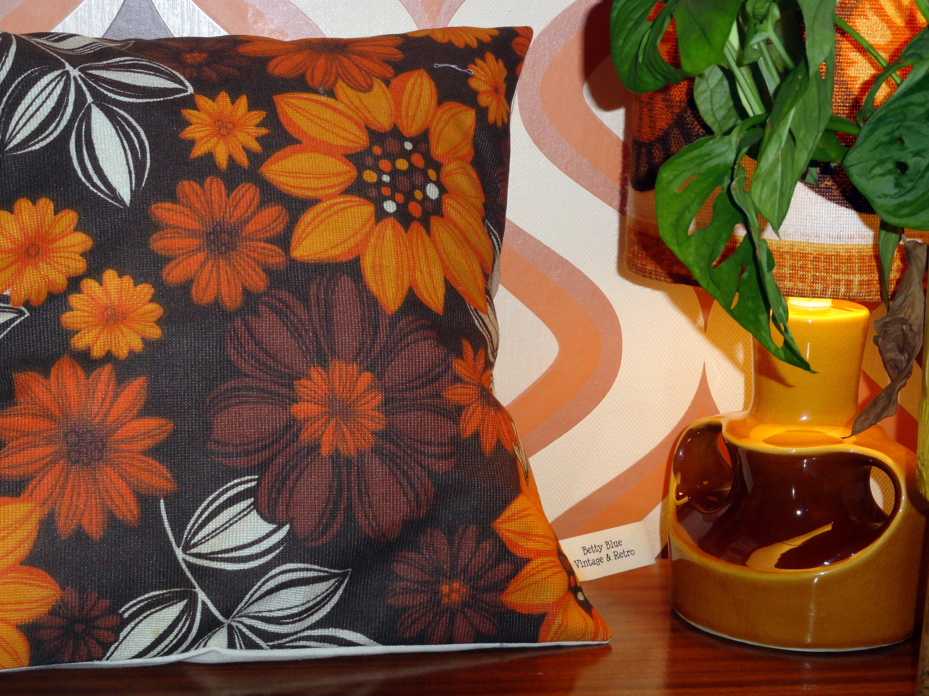 Orange floral clearance cushions