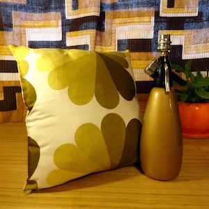 Hand made vintage retro 1960s/70s Brown yellow gold and white cushion cover