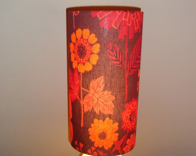 vintage retro 1970s ‘Moygashel’ fabric by Frank Valenta Autumn floral lampshade