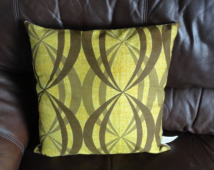 Hand made vintage Mustard and brown  geometric abstract  1970's  cushion cover