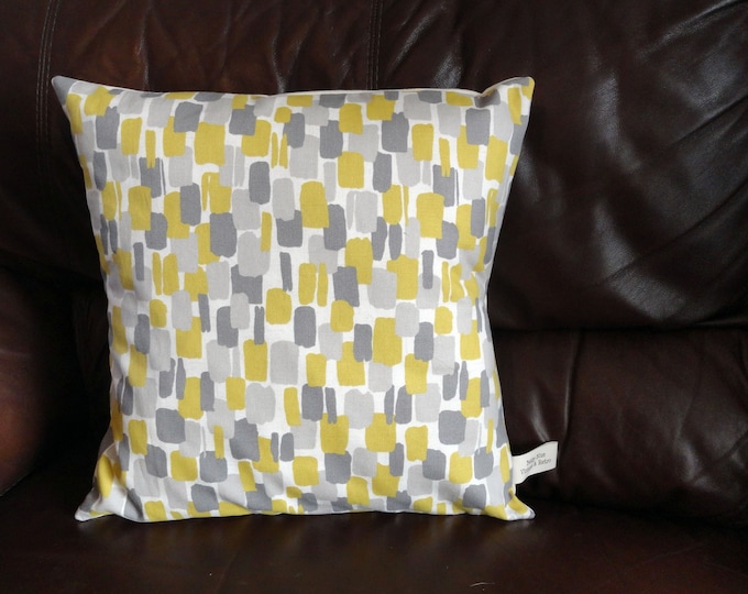 Hand made Mustard Yellow and Grey fleck pattern fabric cushion cover