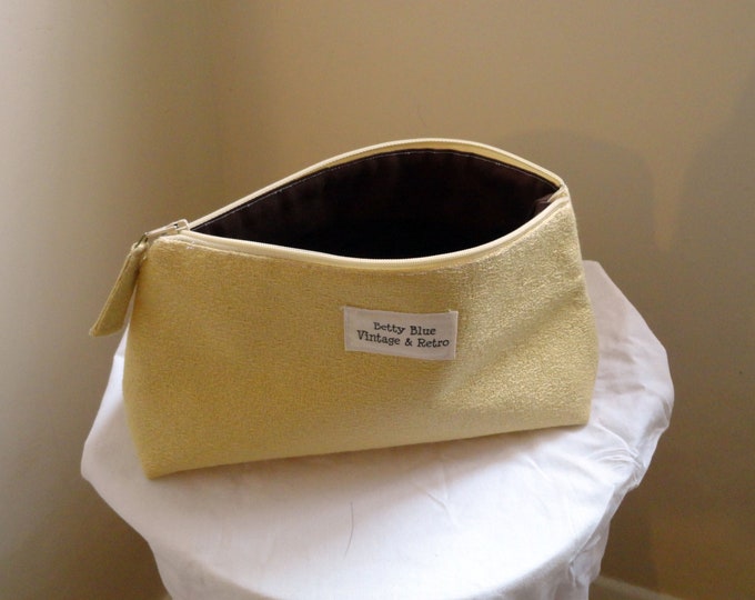 Make up bag cosmetic bag gold and brown