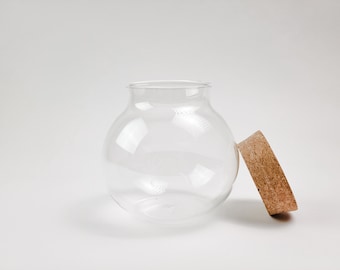 Bea Clear Glass Jar with Cork Top for Air Plants, Succulents, Moss Terrarium DIY Crafting, Hand-Blown Glass Jar, High-Quality, Eco-Friendly