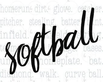 Softball Typography Digital File