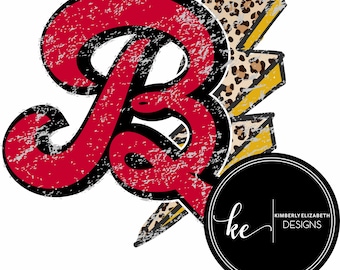 Braves red B cheetah lightning bolt PNG and JPEG