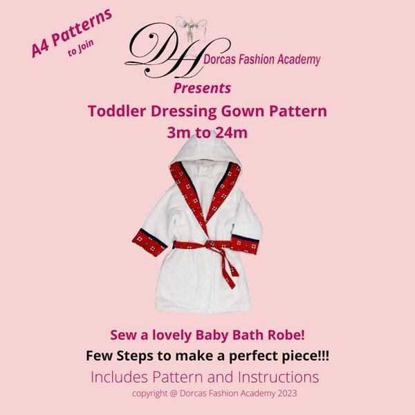 TODDLER DRESSING GOWN Sewing pdf pattern and tutorial