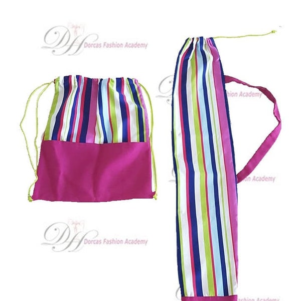 Beach umbrella sack & Draw string bag, Sewing PDF Pattern and Tutorial