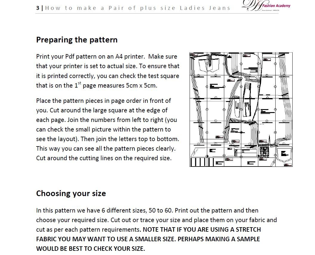 Ladies Jeans PDF Sewing Pattern & Instructions - Etsy