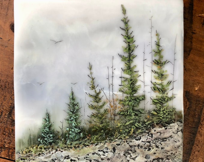Encaustic Beeswax Landscape Painting 16th Wax Anniversary Gift 