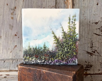 Encaustic Forest Painting, Beeswax Wilderness Art, Canadian Nature Wall Art