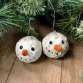 Handmade Encaustic Snowman Ornament, Beeswax Christmas Decoration