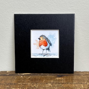 Robin Art: Mini Matted Watercolor Print, Unframed (4x4)