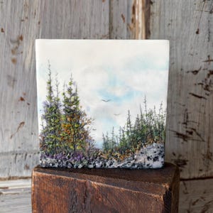 Enkaustische Wald Malerei, Bienenwachs Wildnis Kunst, Kanadische Natur Landschaft