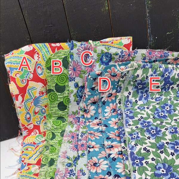 CHOOSE 1 Feed sack or flour sack piece, 5 different patterns, crafting or quilting fabrics