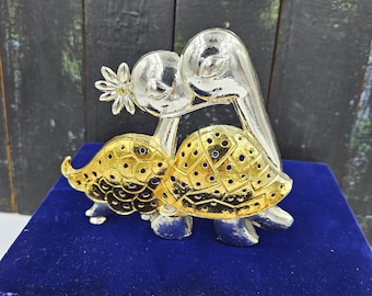 Vintage Revere Mfg Turtle Earring Holder: Silver & Gold Jewelry Display