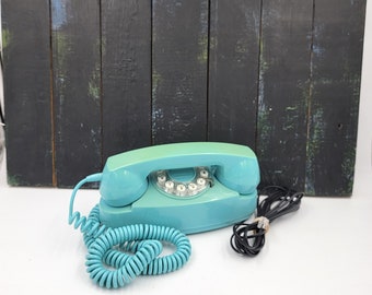 Crosley Princess push button Retro Telephone, turquoise, includes telephone cord/wire