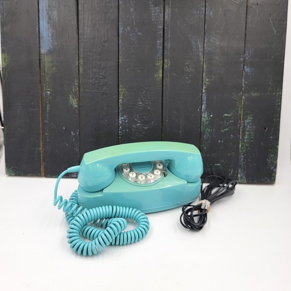 Crosley Princess push button Retro Telephone, turquoise, includes telephone cord/wire