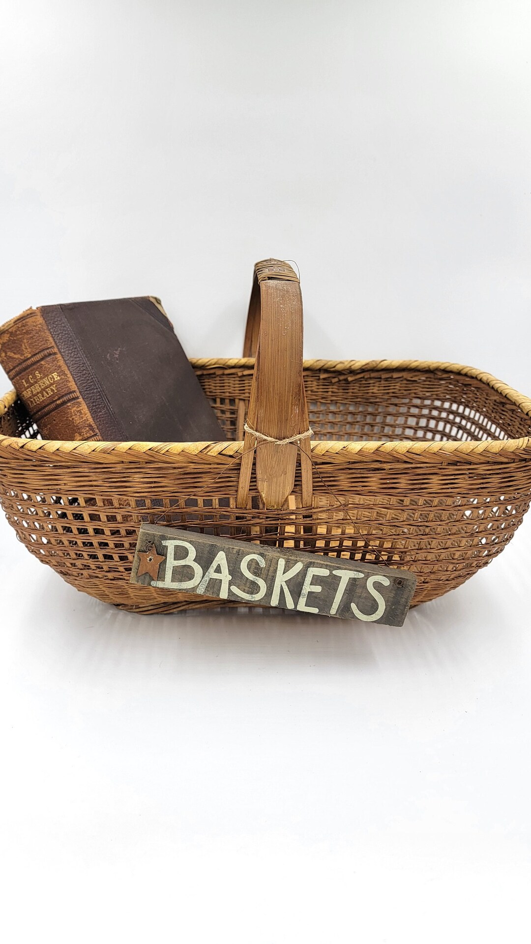 Baskets Sign, Wood and Metal Sign for Basket Collection, Primitive