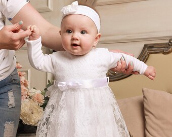 baptism dress for baby girl, christening dress, baptism gown, baby white lace dress, newborn girl baptism dress, baby wedding dress