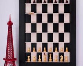 Tablero de ajedrez moderno hecho a mano, juego de ajedrez vertical de madera, juego de mesa único para colgar en la pared, ajedrez grande, ajedrez exclusivo de lujo tallado a mano.