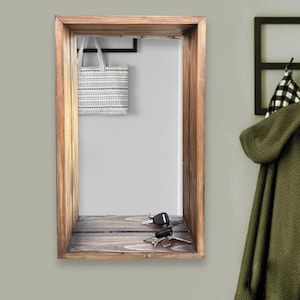 Entry mirror wood with shelf, Wall Hanging Mirror with Shelf, Entryway mirror with Shelf, Wall mirror with shelf, Bathroom wooden mirror