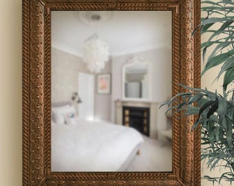 Espejos modernos de madera decorativos, espejo moderno de mediados de siglo para decoración de pared, espejo de pared pequeño adornado, espejo tallado contemporáneo