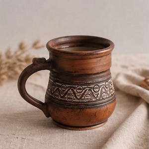 Kubek z kamionki wykonany ręcznie na rocznicę, Rustykalny kubek do kawy, Prezenty ceramiczne dla niego, Naczynia gliniane z kamionki, Ręcznie robiony kubek do herbaty z ceramiki