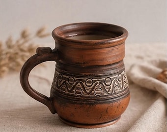 Anniversary handthrown stoneware Mug, Rustic coffee mug, Pottery gifts for him,  Stoneware clayware, Handmade pottery tea mug