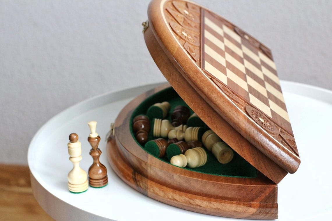 Round Chess Board, Wooden Chess Board Set Сhess Table Board With ...