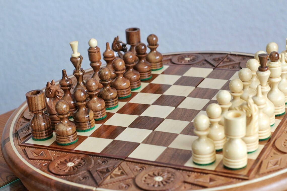 Round Chess Board, Wooden Chess Board Set Сhess Table Board With ...