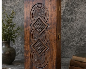 Handmade decorative backgammon set, Customized Backgammon carved of natural walnut, Backgammon board with storage, Backgammon lover gift