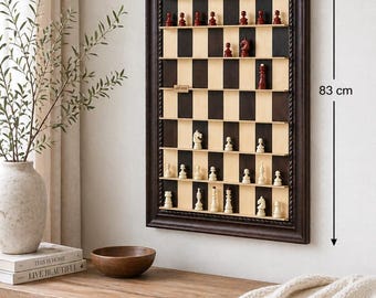 Juego de ajedrez vertical de madera, tablero de ajedrez moderno hecho a mano, juego de mesa único para colgar en la pared, ajedrez grande, ajedrez exclusivo de lujo tallado a mano.