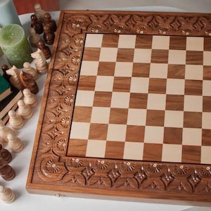 Luxus Schachspiele mit Aufbewahrung, Moderne Schachbretter aus Holz, Großes Schachset mit Brett, Schachspiel aus Holz, Handgefertigtes Schachbrett handgefertigt