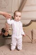 baby boy romper, white christening newborn outfit, long sleeve romper, white romper, boys baptism outfit, cotton, baby clothes, handmade 