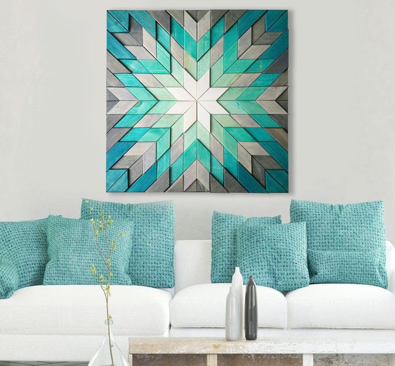 Mosaic Wood Wall Art Geometric, Modern Geometric Wood Wall Art,rustic