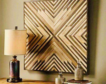 Odzyskana geometryczna sztuka ścienna z drewna Rustykalna ściana z drewna Native Wood Wall Art Wiszący panel ścienny z drewna Farmhouse, mozaika z drewna Sztuka ścienna z geometrycznego drewna