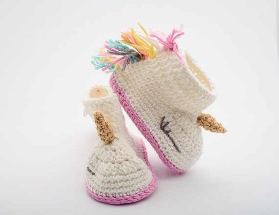 crochet unicorn slippers