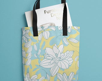 Tote bag with flower decorations  15"x15"