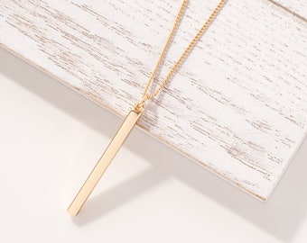 Gold bar necklace, Vertical bar necklace, Minimalist necklace, Long necklace, Bridesmaid gifts, Simple bar necklace, Birthday gifts