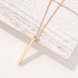 Gold bar necklace, Vertical bar necklace, Minimalist necklace, Long necklace, Bridesmaid gifts, Simple bar necklace, Birthday gifts