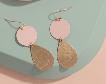 Color Geometric dangle drop earring, Spring color statement earring, Minimalist earring, Dainty earring, Mix and match, Lightweight earrings